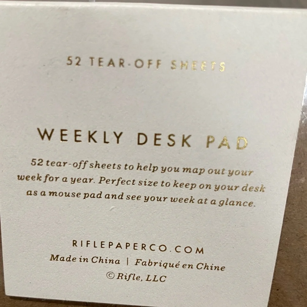 RIFLE PAPER CO. 3 piece set-52 tear off sheet weekly planner &2 pocket notebooks